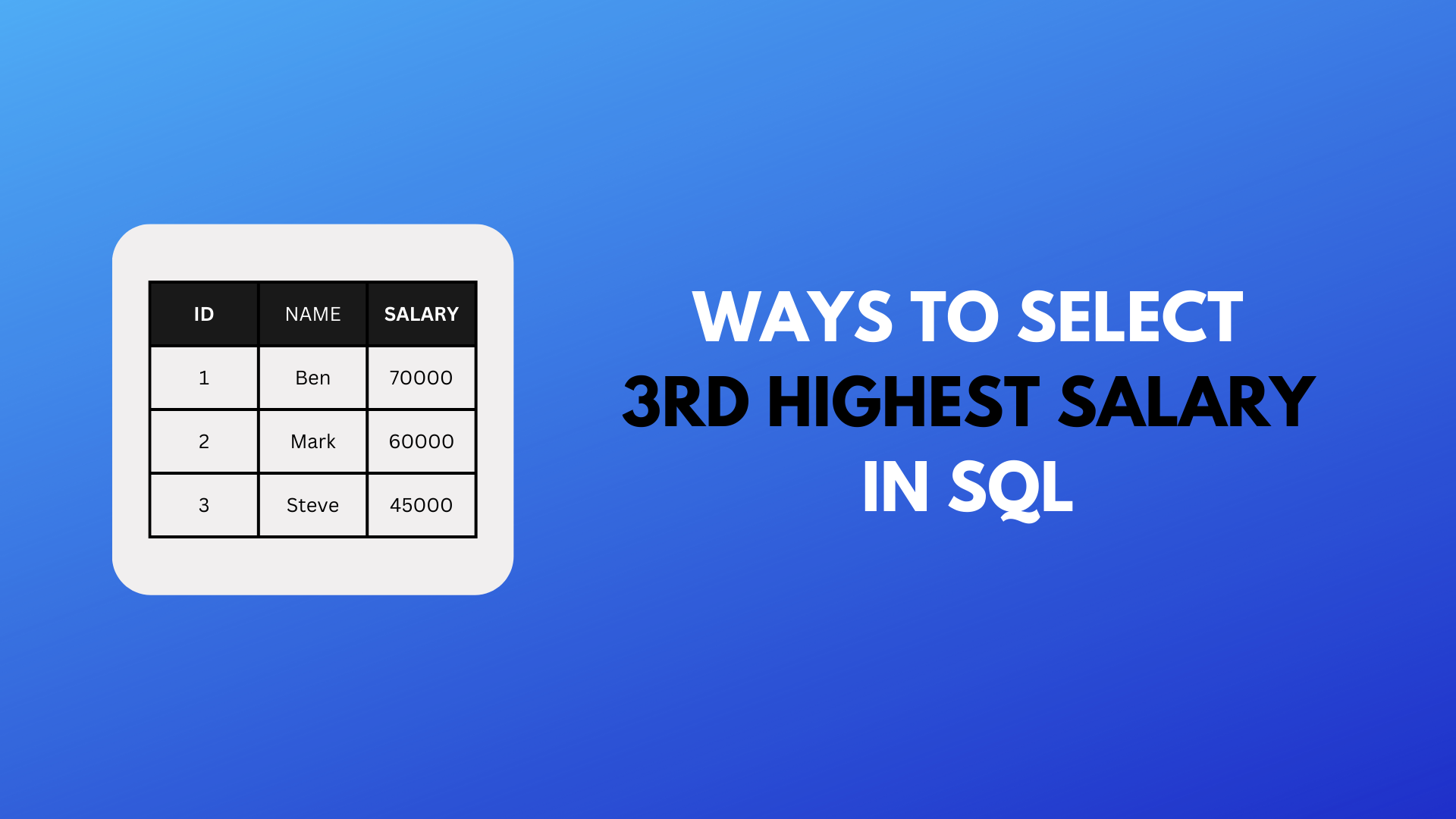 Find Nth Highest Salary in SQL