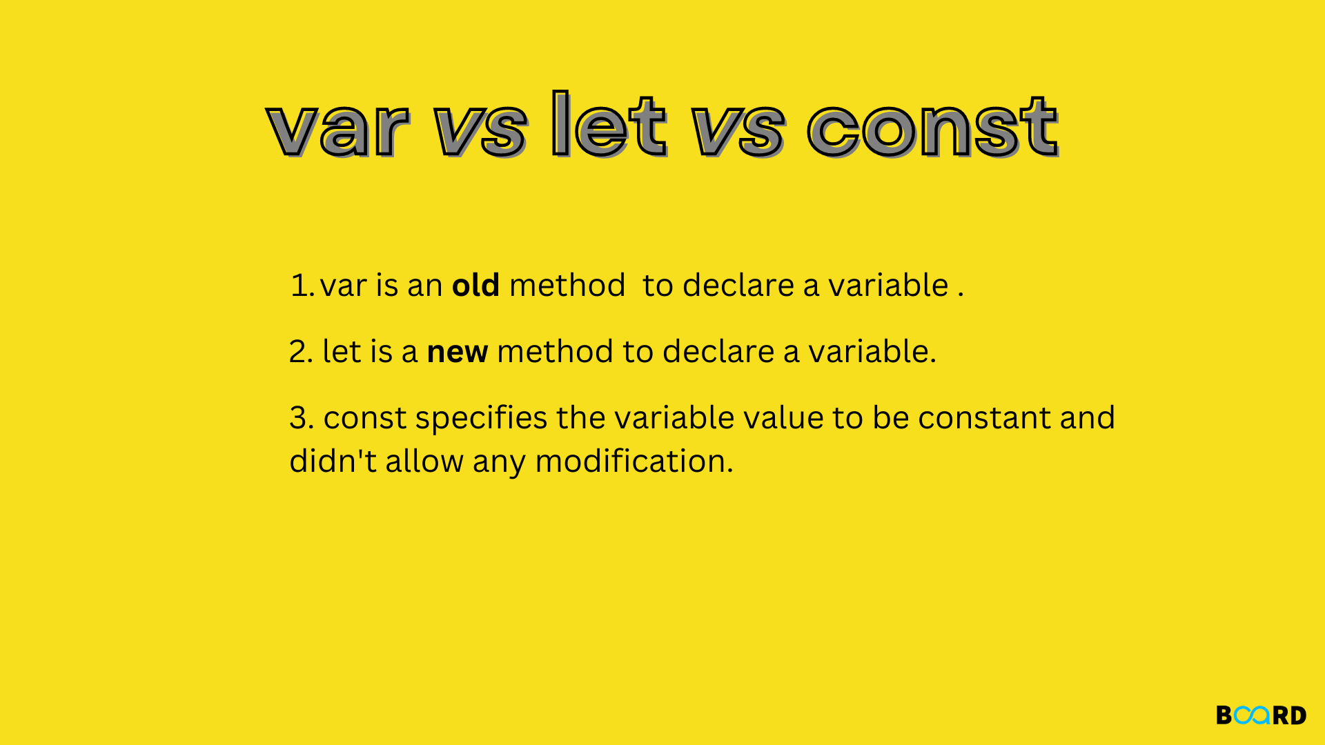 Var, Let and Const: Description and Differences