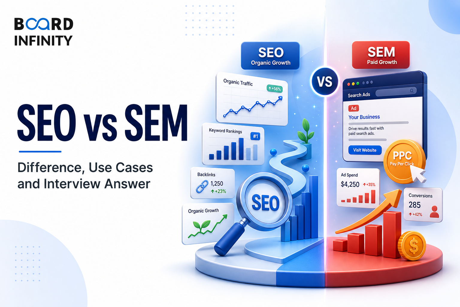 SEO vs SEM - Difference, Use Cases and Interview Answer