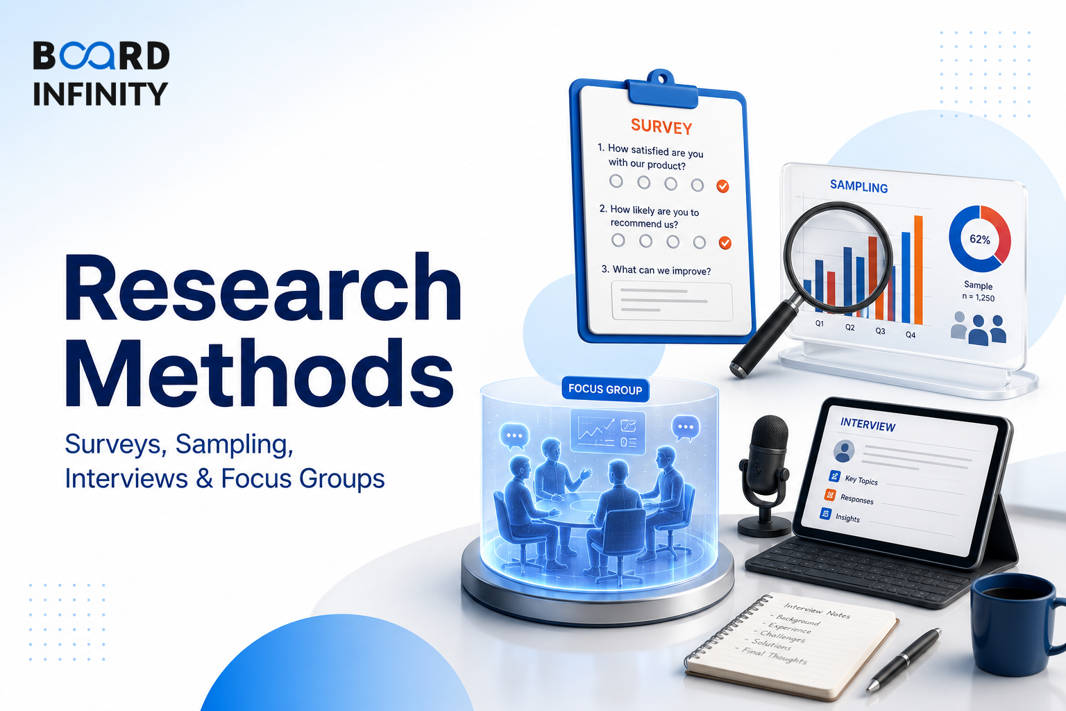 Research Methods for Interviews: Surveys, Sampling, Interviews and Focus Groups