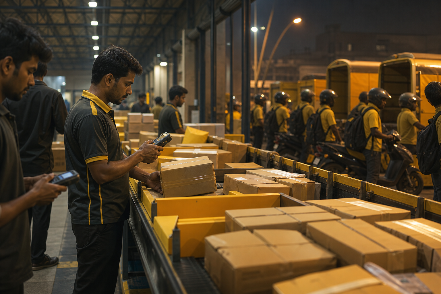 A delivery warehouse wins when parcels move in controlled waves, not random piles.