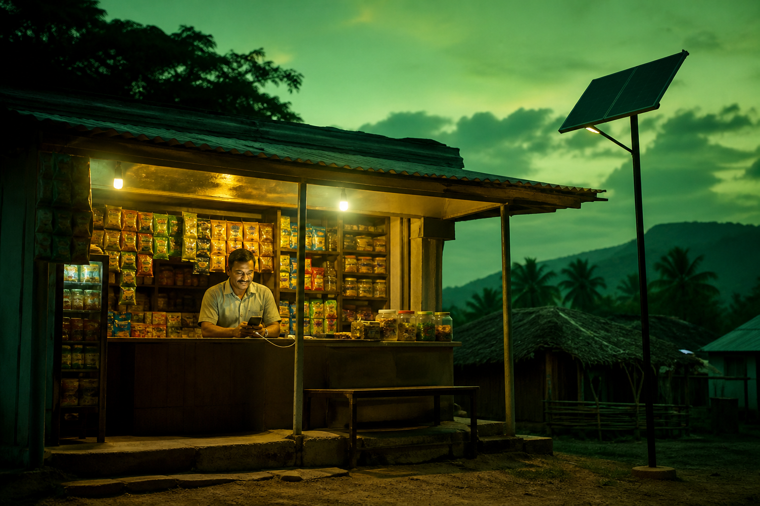 The mini-grid story is about reliable local power becoming a productive economic asset.