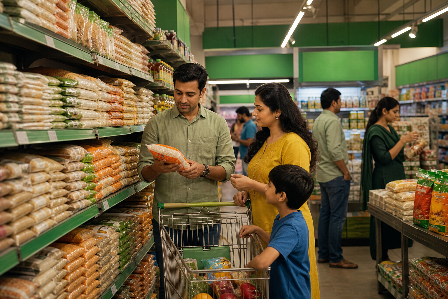 DMartβs advantage is easier to remember when you picture the price-sensitive aisle it competes in.