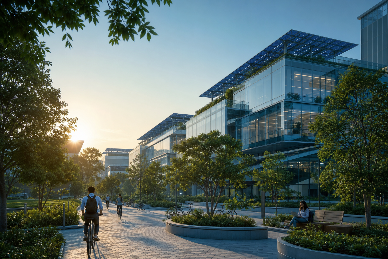 In a services business, sustainability is built into campuses, energy systems, travel choices and governance routines.