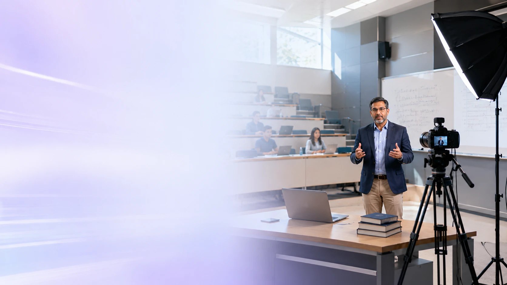 A full Indian engineering lecture hall with the faculty member teaching at the front of the room
